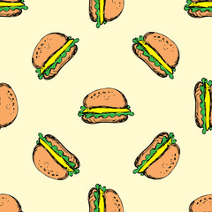 Seamless pattern cheeseburger