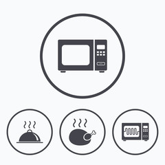 Microwave oven icon. Cooking food serving.