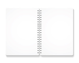 blank realistic spiral notebook with opened pages. 