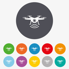 Drone icon. Quadrocopter with action camera.
