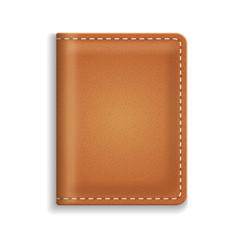 Leather diary or cooking book cover isolated on white background