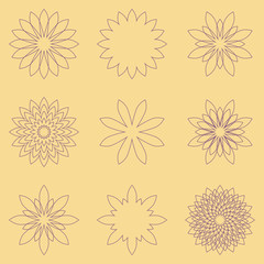 Set of nine geometric flowers