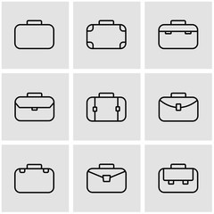 Vector line briefcase icon set. Briefcase Icon Object, Briefcase Icon Picture, Briefcase Icon Image - stock vector