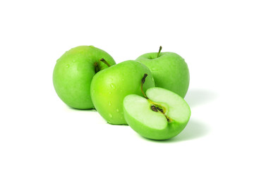 Pile of fresh apple fruits isolated on white