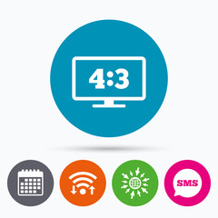 Aspect ratio 4:3 widescreen tv. Monitor symbol.