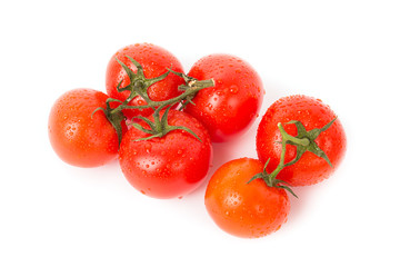 Group of fresh tomatoes isolated on white background