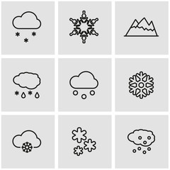 Vector line snow icon set. Snow Icon Object, Snow Icon Picture, Snow Icon Image - stock vector