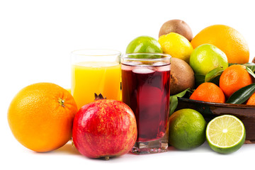 fruits on a white background.