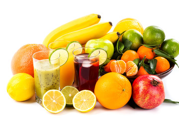 fruits on a white background.