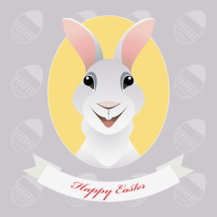 Greeting card with Easter rabbit. Funny bunny. Easter Bunny.