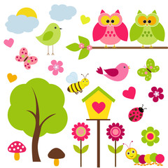 Vector set of spring theme.