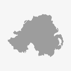 Northern Ireland map in gray on a white background