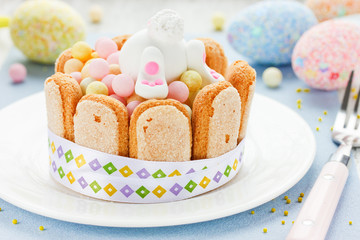Traditional Easter treats for the kids on festive decorated tabl