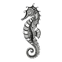 Vector Illustration of an Abstract Ornamental Sea Horse