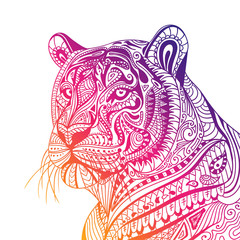 Vector Illustration of an Abstract Ornamental Tiger