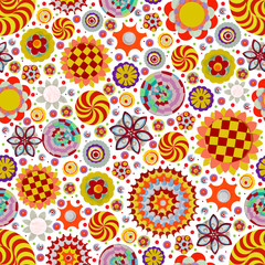 Endless, summer flowers pattern, made of acrylic, watercolor, handmade, from original canvas art. Grunge paint texture with brush stroke effect. 3d shadows.