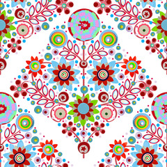 Endless, summer flowers pattern, made of acrylic, watercolor, handmade, from original canvas art. Grunge paint texture with brush stroke effect. 3d shadows.