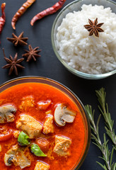 Thai red chicken curry with white rice