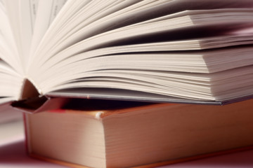 Vintage old books on  light background