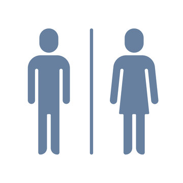 Man and lady toilet sign. Wc or toilet vector icon. Style is bicolor flat symbol, cyan and blue colors, rounded angles, white background.