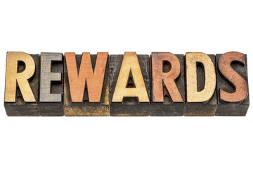 rewards word in wood type