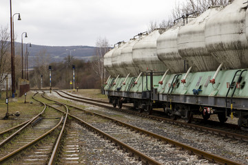 Fototapeta na wymiar freight cars lined up at the station