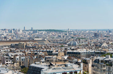 Fototapeta premium Skyline of Paris on bright summer day