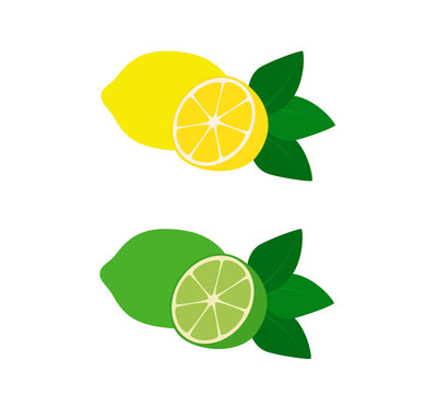 Flat icon fruit lemon and lime. Vector illustration.