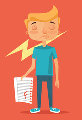 Bad student. Vector flat illustration