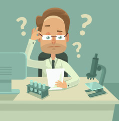Doctor looking at analysis. Vector flat illustration