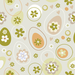 Easter eggs and flowers seamless pattern