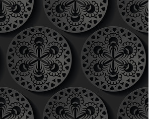 Seamless luxury 3d pattern black paisley illustration vector