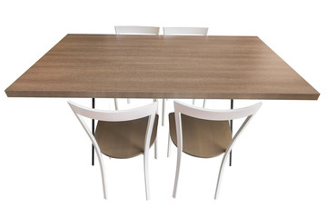 kitchen table and chairs isolated on white background