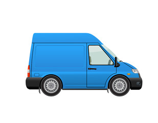 Minibus isolated on white background. Reflection effect.