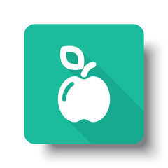 Flat white Apple web icon on green button with drop shadow