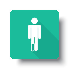 Flat white Foot web icon on green button with drop shadow