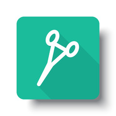 Flat white Surgical Clamps web icon on green button with drop sh