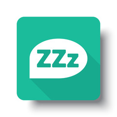 Flat white Sleep web icon on green button with drop shadow