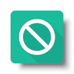 Flat white Forbidden web icon on green button with drop shadow