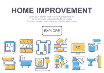Concept of title site page or banner for home improvement