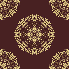 Seamless oriental ornament in the style of baroque. Traditional classic vector golden pattern