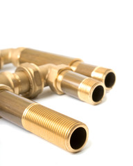 Metal water pipes on a white background