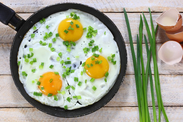 Fried eggs with chives