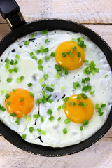 Fried eggs with chives