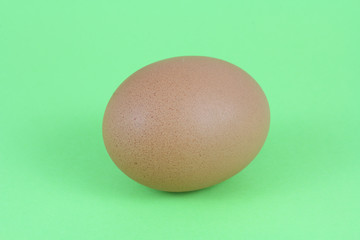 egg close up in studio on green background