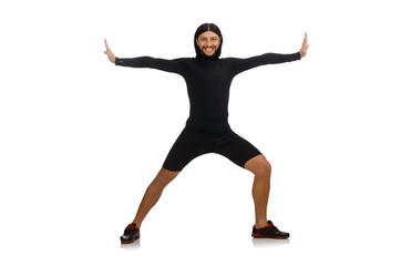 Young man doing sports isolated on the white