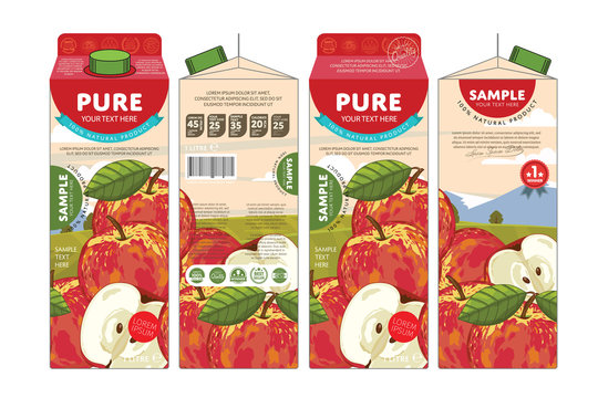 Apple Juice Carton Cardboard Box Pack Design
