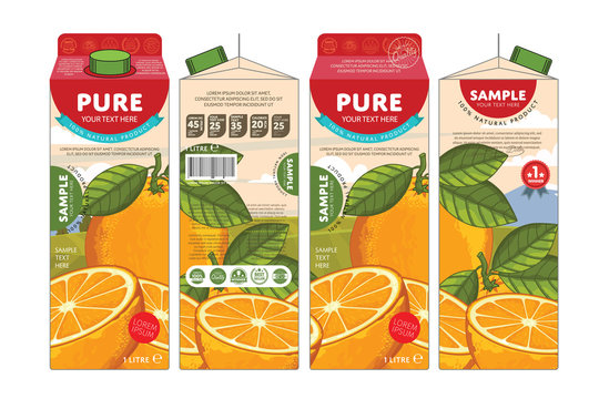 Orange Juice Carton Cardboard Box Pack Design