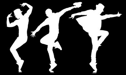 Silhouettes of dancers in dancing concept