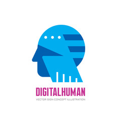 Digital human vector logo concept illustration. Creative idea dea logo. Human head logo icon. Learning logo. Human chip logo. Innovation logo. New technology logo. Modern communication logo. Manager.